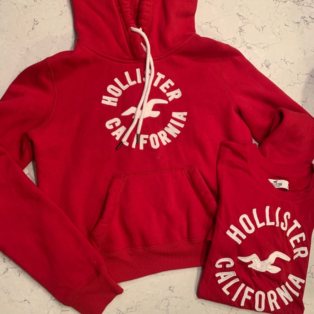 Red hoodie and T-shirt